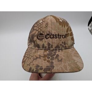 Castrol Motor Oil Camo Hat Mens Tan Brown Kryptek Camouflage American Flag Cap